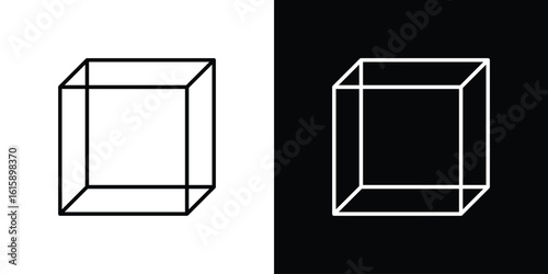 Cube icon. Minimalist vector design. Editable stroke. EPS10