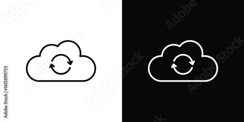 Cloud sync icon. Minimalist vector design. Editable stroke. EPS10