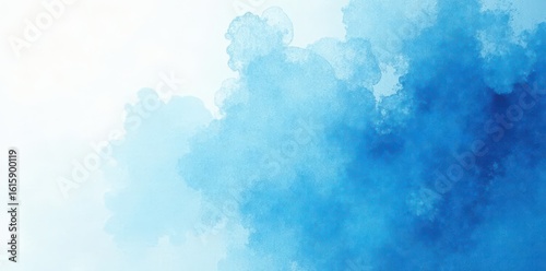 Abstract blue watercolor wash with light texture, smear, ocean