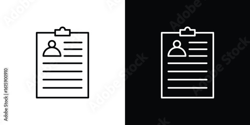 CV icon. Minimalist vector design. Editable stroke. EPS10