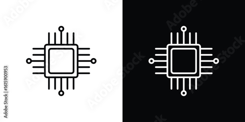 CPU icon. Minimalist vector design. Editable stroke. EPS10