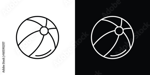 Beach ball icon. Minimalist vector design. Editable stroke. EPS10