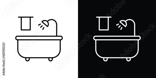 Bathroom icon. Minimalist vector design. Editable stroke. EPS10