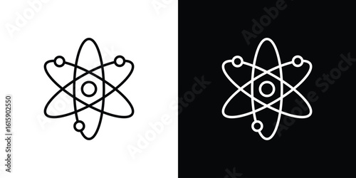 Atom icon. Minimalist vector design. Editable stroke. EPS10