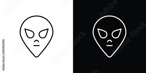 Alien icon. Minimalist vector design. Editable stroke. EPS10