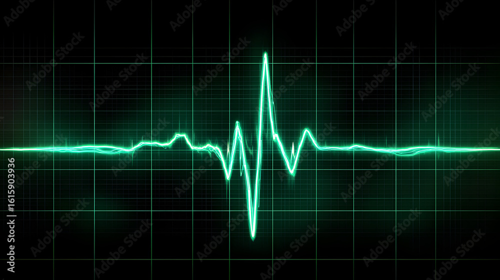 Naklejka premium ECG Heartbeat Line Graph on Monitor