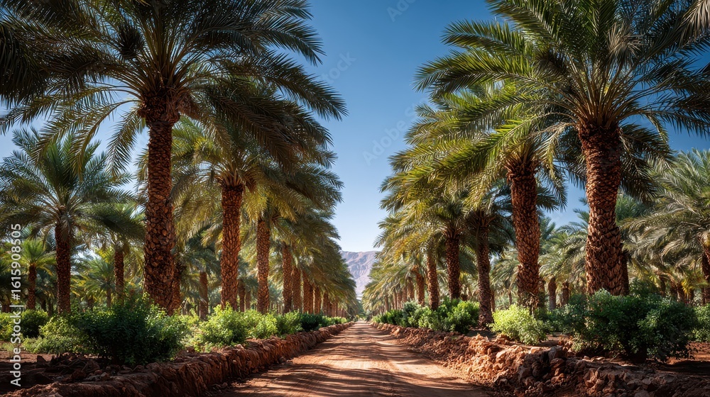 Obraz premium Date Palm Plantation - Desert Agriculture Landscape