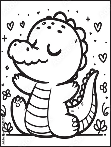 Printable animal coloring page for kids and adults: Animal doing yoga: Crocodile doing yoga pose