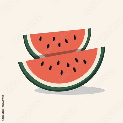 Two slices of watermelon with refreshing mood, symbol of summer