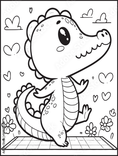 Printable animal coloring page for kids and adults: Animal doing yoga: Yogi crocodile