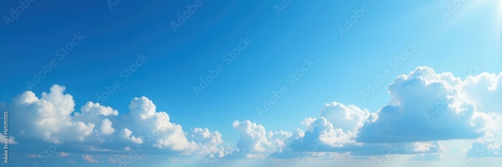 Fototapeta premium Deep blue canvas, scattered cirrus clouds create ethereal patterns , photography, white