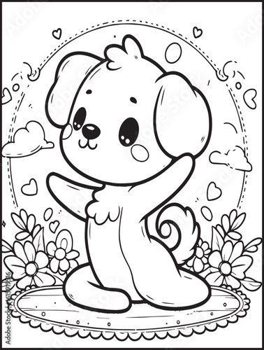 Printable animal coloring page for kids and adults: Animal doing yoga: Yogi dog