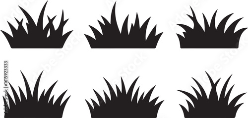 Black grass silhouettes nature blades