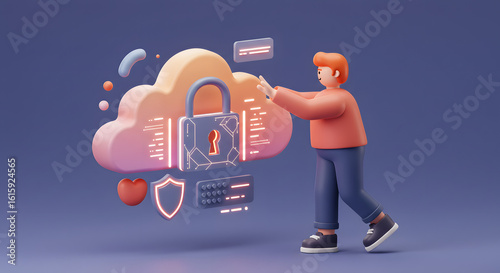Cybersecurity Digital Illustration – Technology Safety