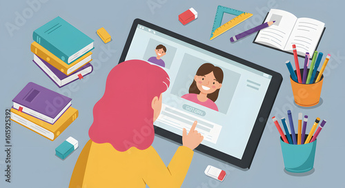 Digital Learning at Home – Vector Education Concept