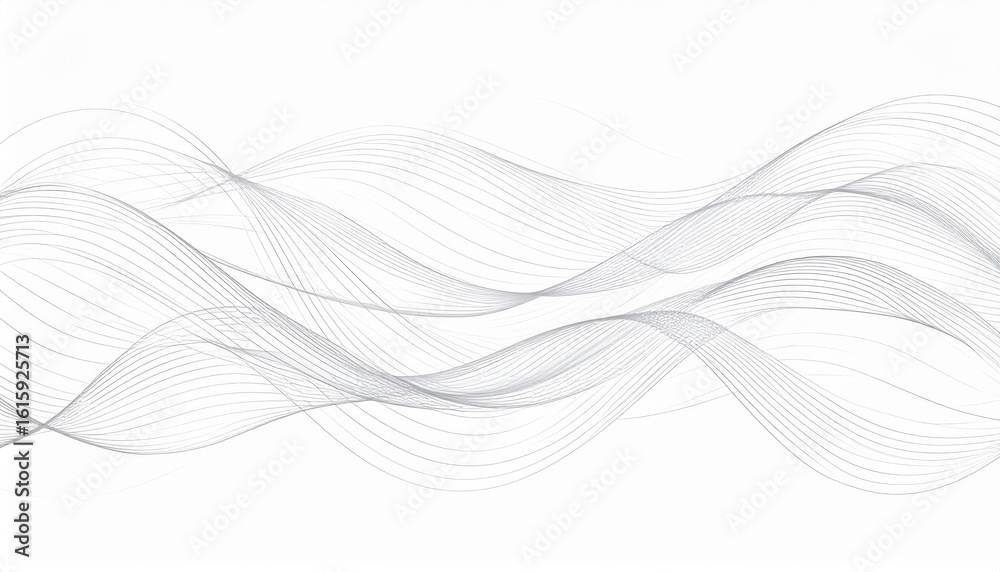 Fototapeta premium Abstract flowing grey curves on a white, simple background