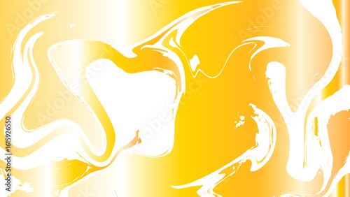 Abstract luxurious fluid background with golden metallic marbling blended with glossy white and deep bronze tones. Dynamic, wavy, and irregular swirling shapes, mimicking the texture of liquid gold.