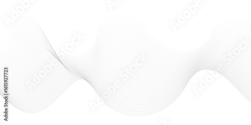 Undulate wave swirl swoosh. Soundwave frequency, dynamic twisted lines. Monochrome grey color flow, isolated border on white background. Vector