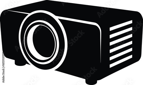 black silhouette a projector on white background.eps