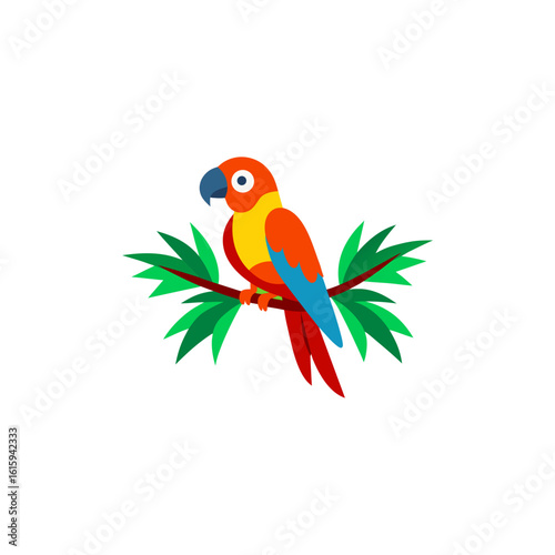 colorful parrot perched on a tropical branch