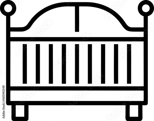 Baby Crib Icon Line Art Vector Illustration Black