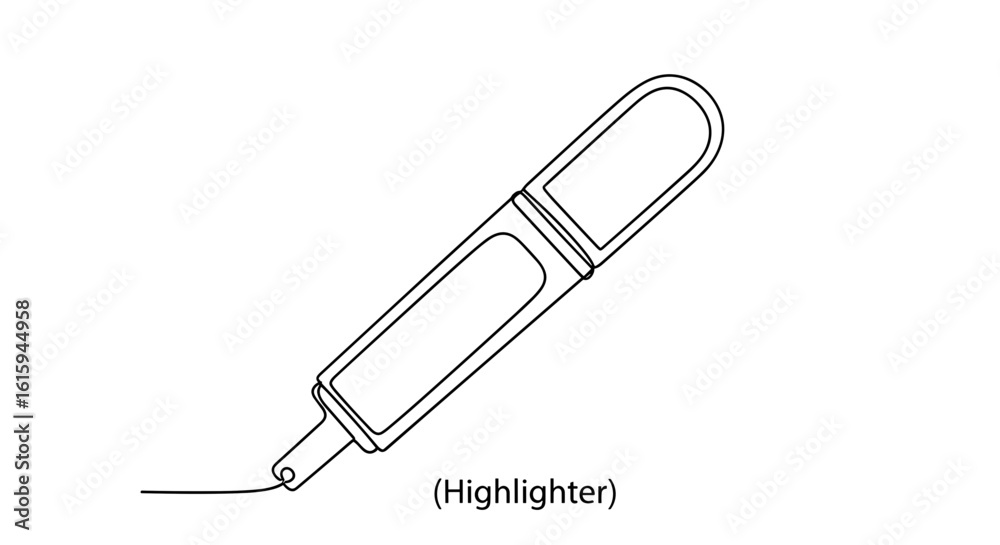 Fototapeta premium Simple line drawing of a highlighter pen in minimalist style 