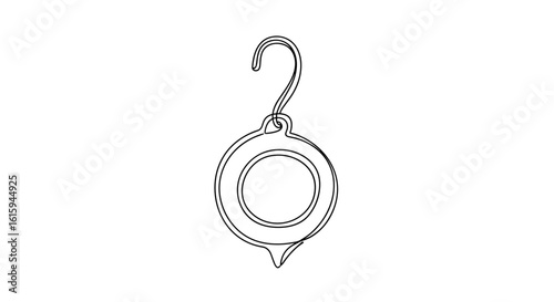 Decorative hook ornament in minimalistic line art style  
