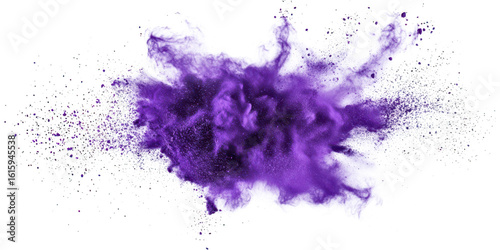 Purple powder explosion effect on transparent png background
