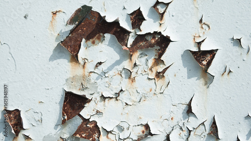 Quadro em tela old peeling paint on metal wall close up