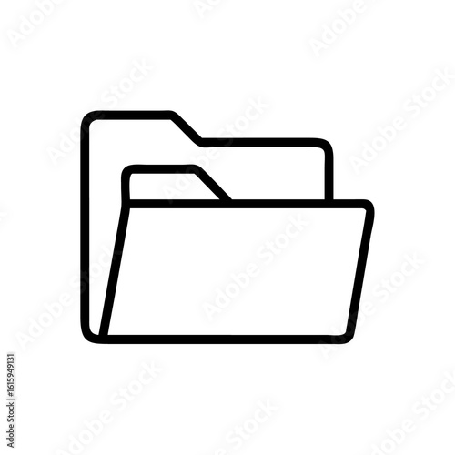 Minimalist folder icon. Line art illustration for file storage, document organization, and data management. Vector symbol for web UI and graphic design.