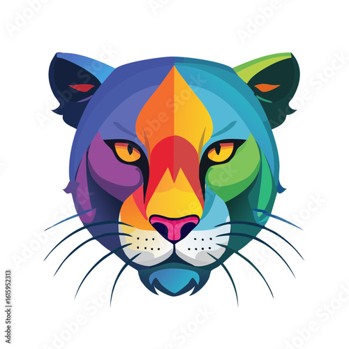 Colorful Mountain Lion Puma...