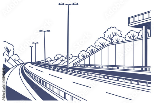 Highway scene with multiple speed limit signs, modern flat illustration style