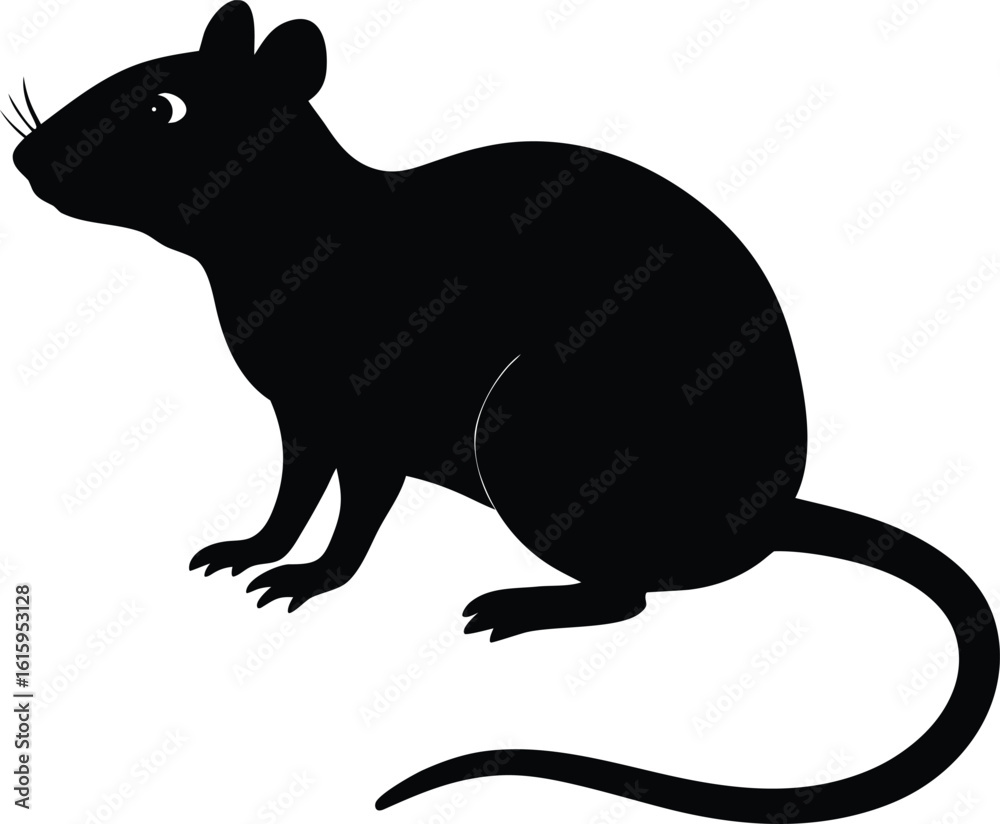 Obraz premium black silhouette a rat on white background.eps