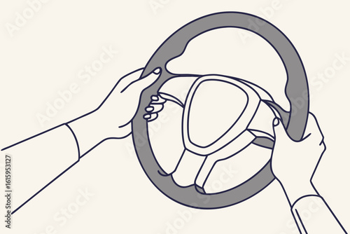 Keep both hands firmly on the wheel, modern flat illustration style