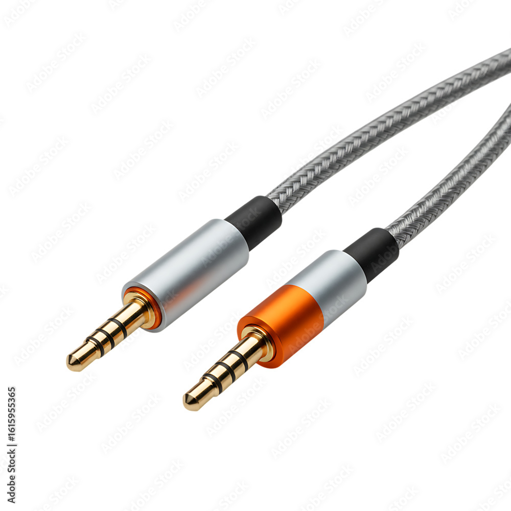 Red 3.5mm audio cable isolated on transparent background
Red 3.5mm audio cable isolated on transparent background