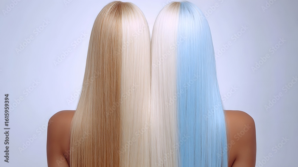 Naklejka premium Two shades of hair, light and cool, against a simple background.