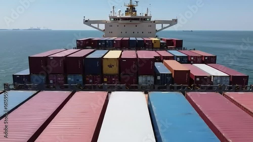Cargo Ship at Sea A View from the Bridge
