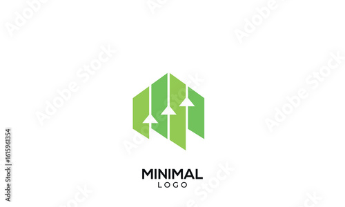 House logo design with three upwards arrow 