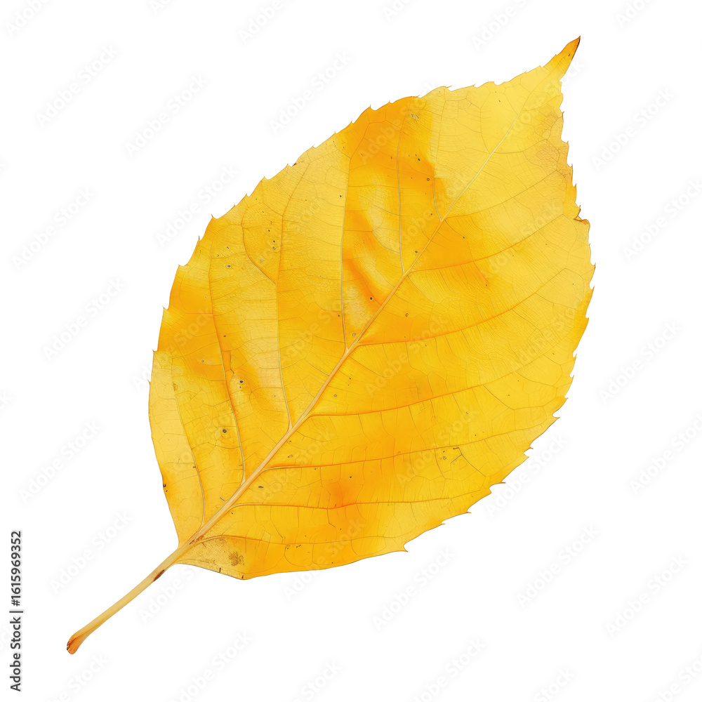 Close-up of a single, vibrant yellow autumn leaf Close-up of a single, vibrant yellow autumn leaf