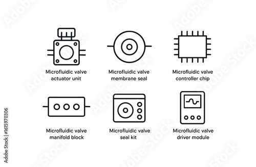 straight perfect stroke icon mono icons style isolated microfluidic valve actuator unit microfluidic valve membrane seal microfluidic valve controller chip microfluidic valve manifold