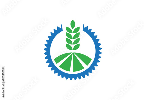 Modern Agriculture Wheat Field Gear Logo