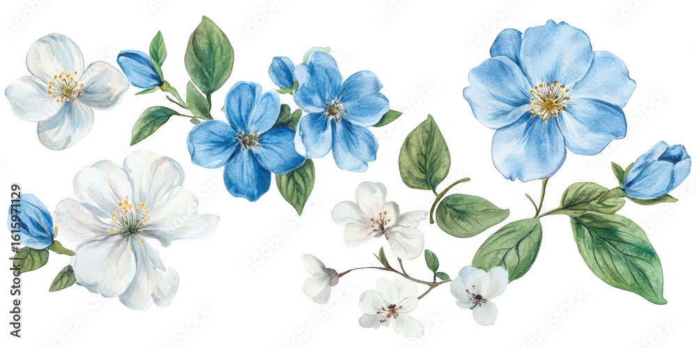 Obraz premium Floral arrangement with blue flowers on transparent png background