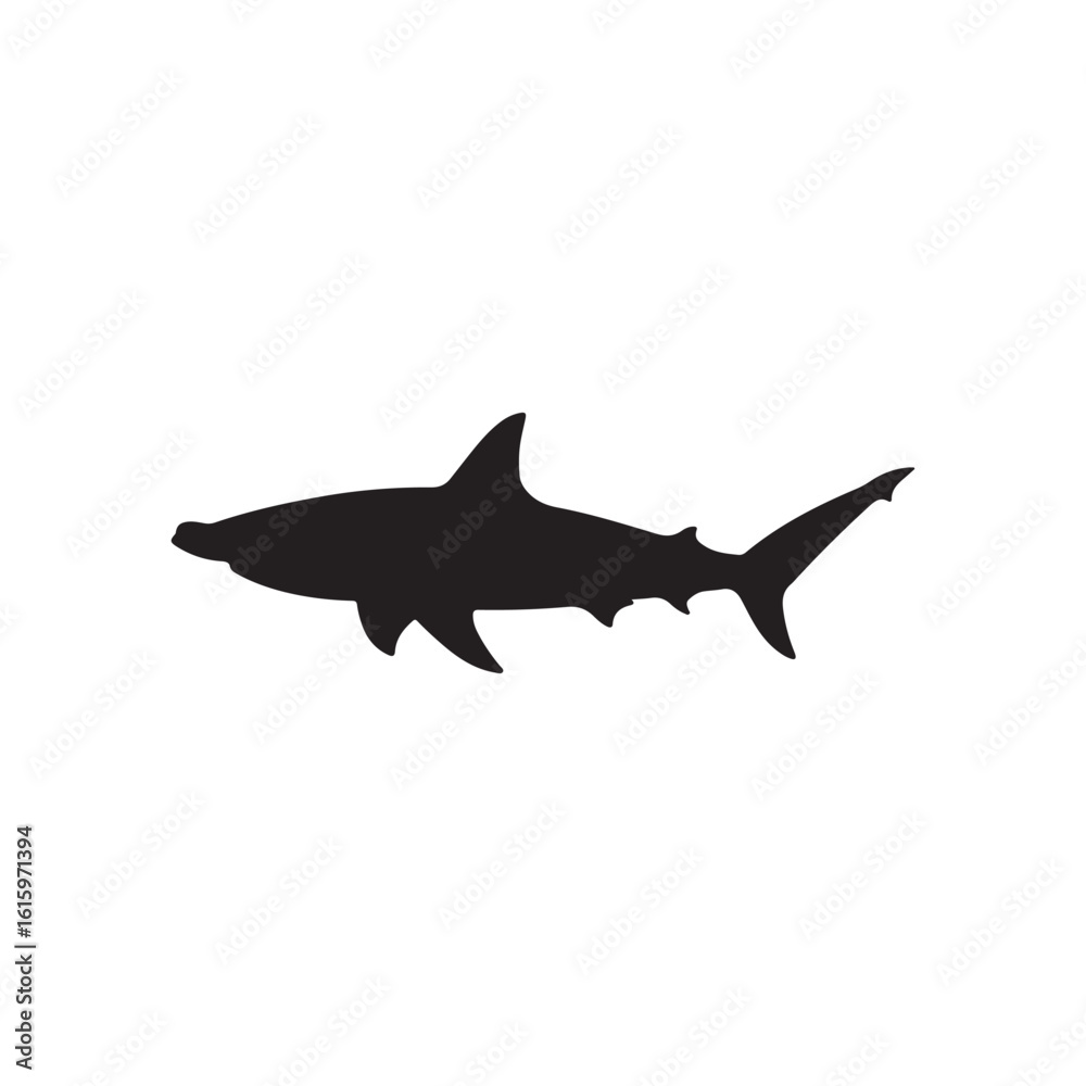 Obraz premium Hammerhead shark silhouette vector flat illustration design on white background