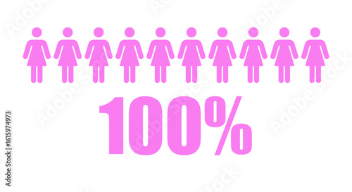 People or statistics with 100 Percent female icon