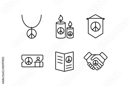 straight perfect stroke icon mono icons style isolated peace symbol necklace peace candle peace tapestry peace lecture series ticket peace retreat brochure peace handshake gloves