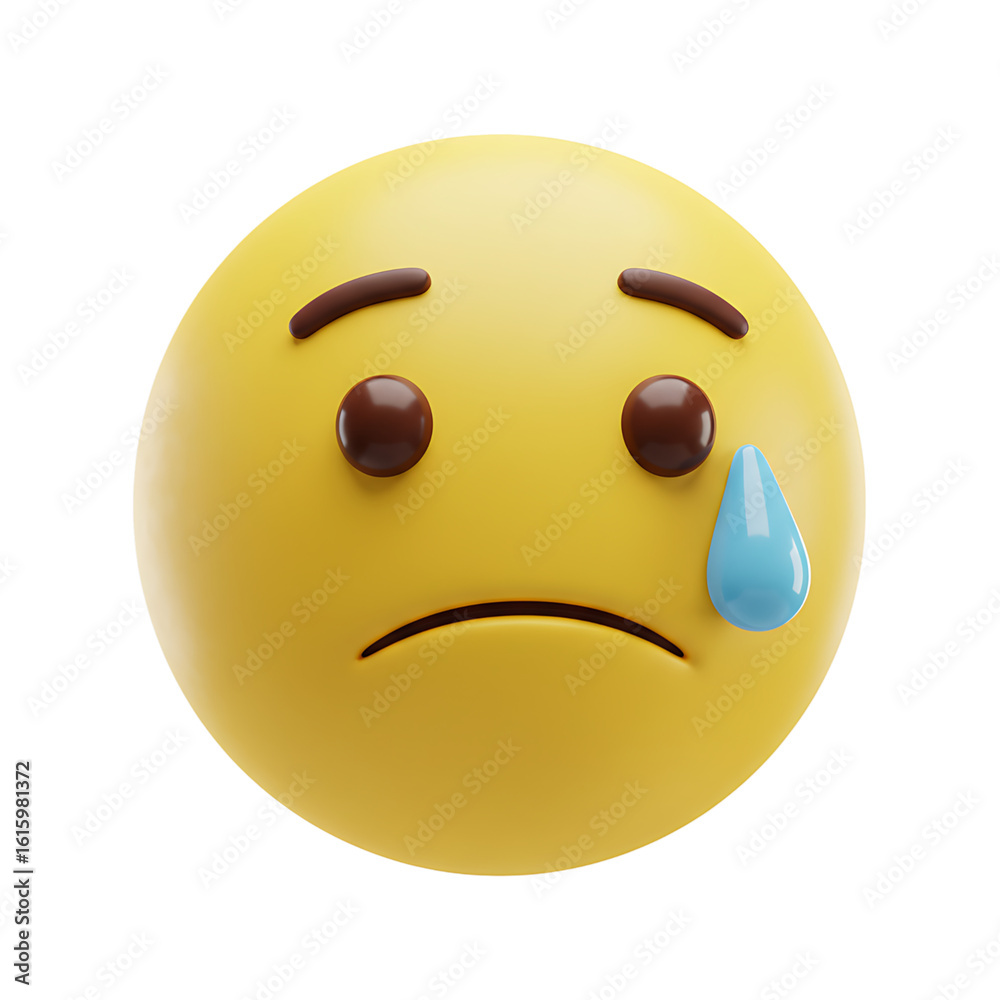 Fototapeta premium 3D rendered crying emoji conveying sadness and sorrow on transparent background