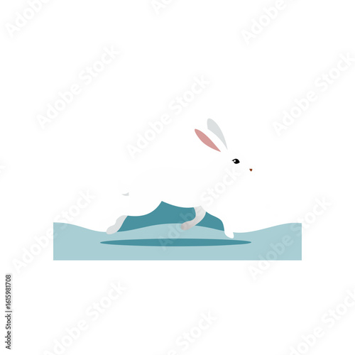 arctic hare running across snowy plains