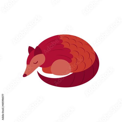 pangolin curled into protective ball
