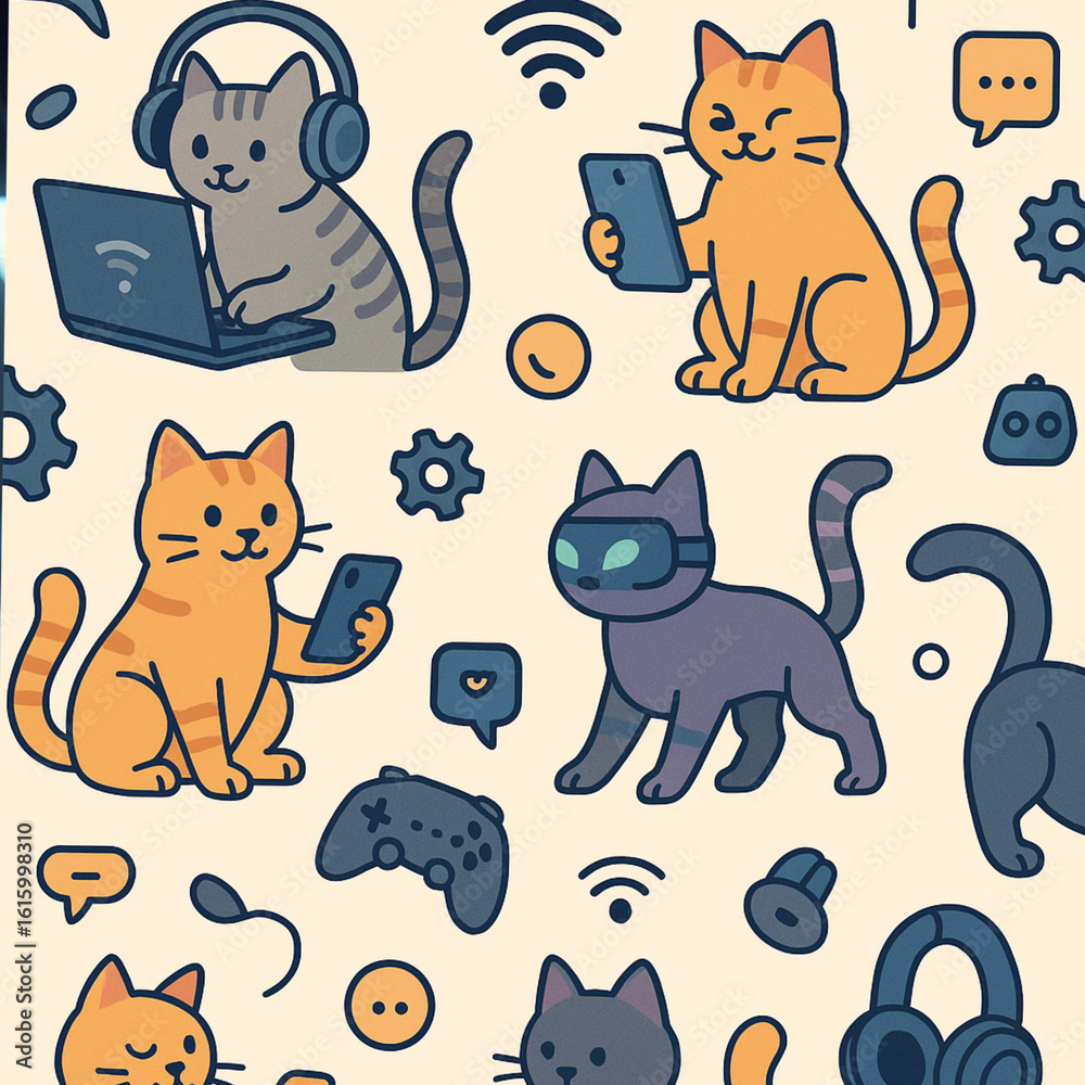 Fototapeta premium seamless pattern with cats