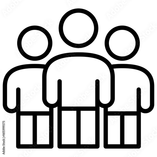 The symbol icon of a defendant is in front with two people as companions or lawyers who accompany the process during the trial in court.